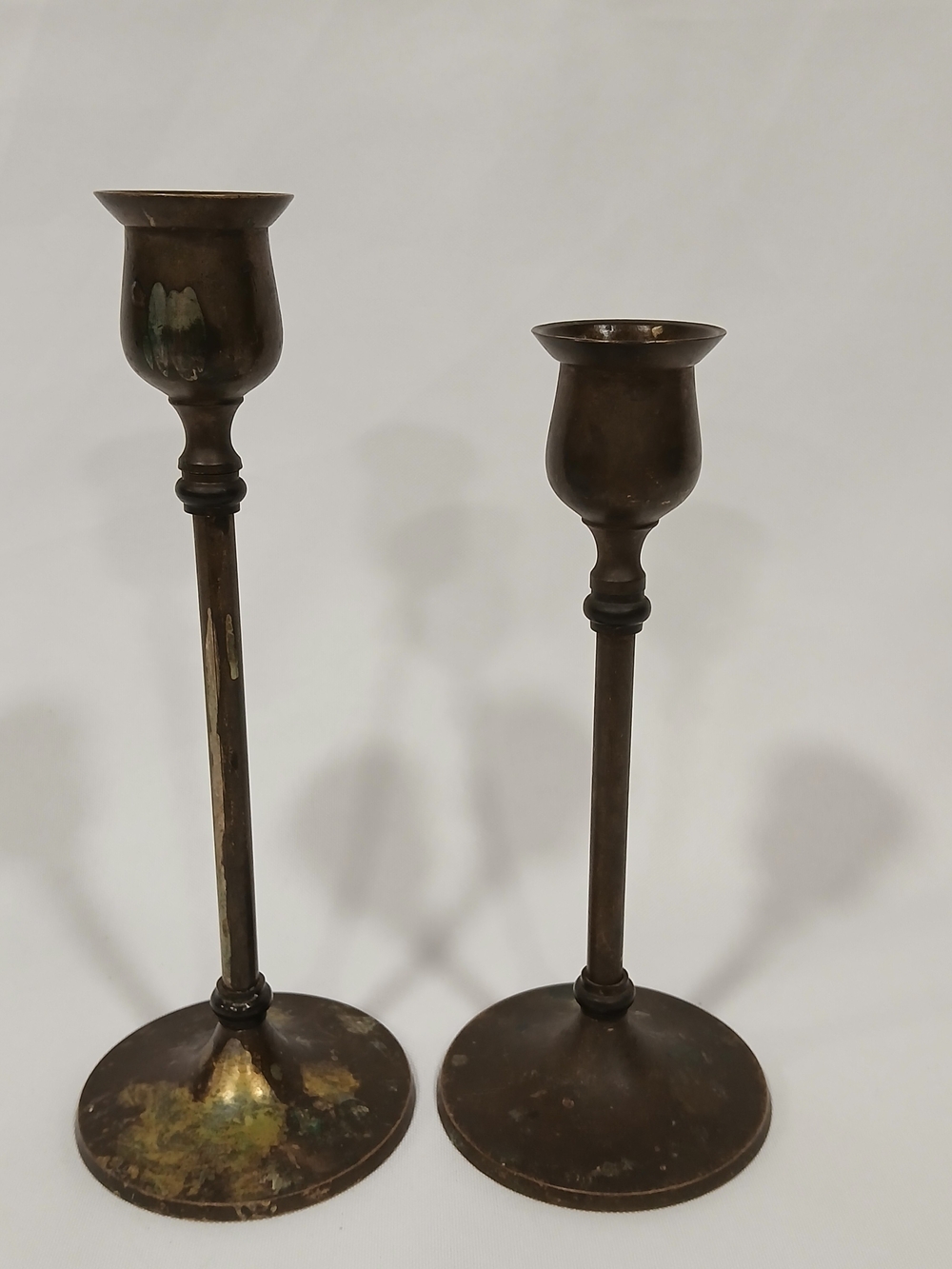 Set Of 2 Vintage AMC Silver-Plated Candlesticks Made In India 7" & 8" As Shown